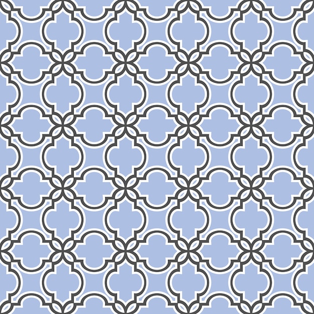 Estilo islâmico azul padrão sem emenda Vetor Premium