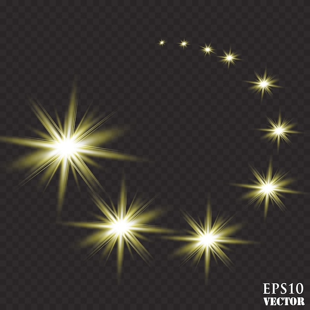 Estrelas Brilhantes Luzes E Brilhos Efeitos Transparentes Vetor Premium