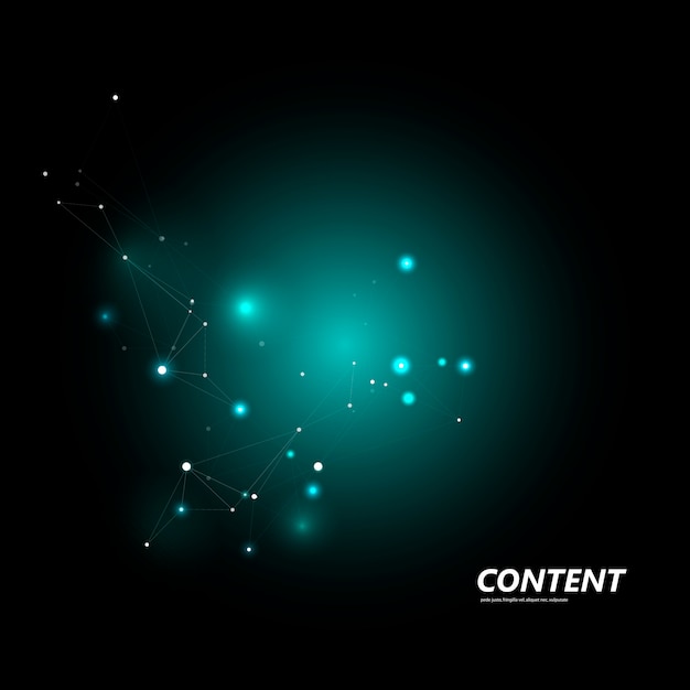Estrutura do triângulo abstrato. rede com conexão de ponto e linha. fundo do espaço escuro Vetor Premium