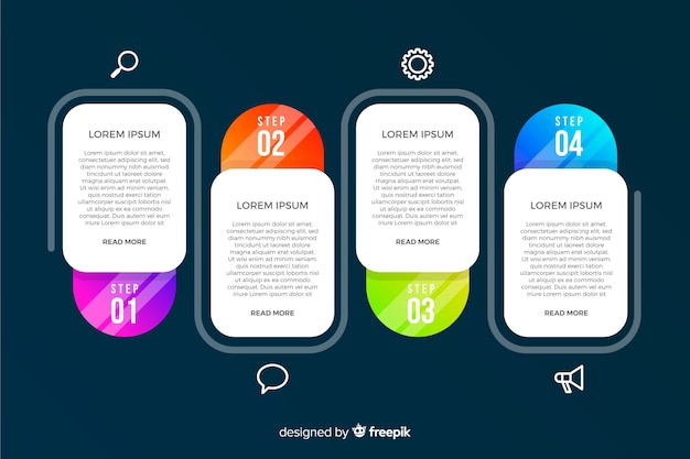 Etapas de infográficos coloridos modernos Vetor grátis