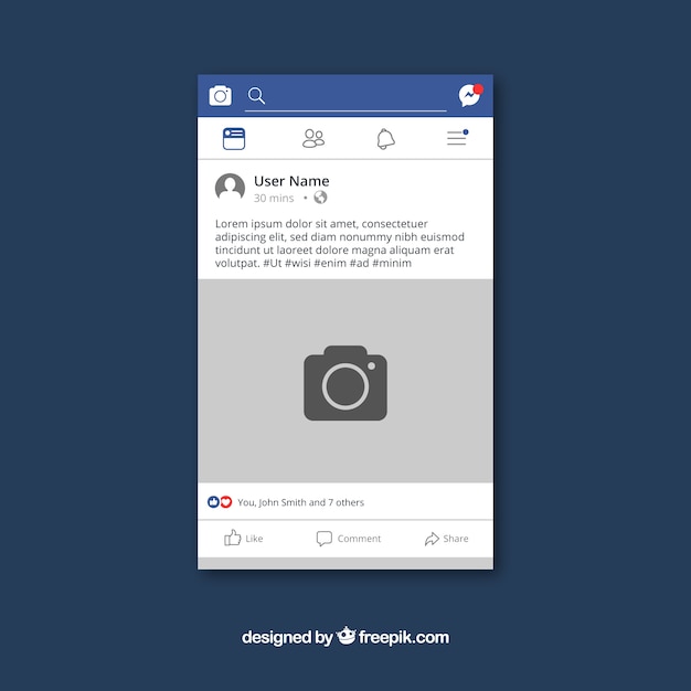 Facebook mobile post com design plano Vetor grátis