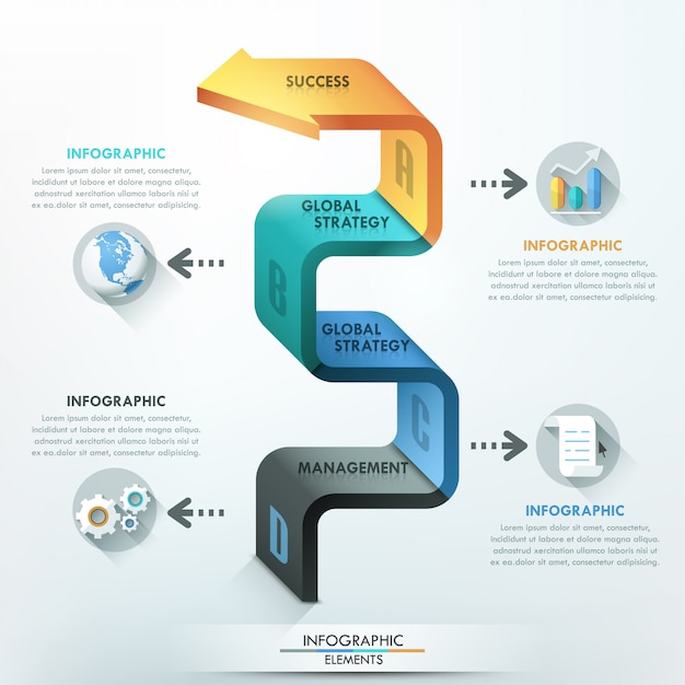 Faixa de opções de infografia moderna com seta 3d Vetor Premium