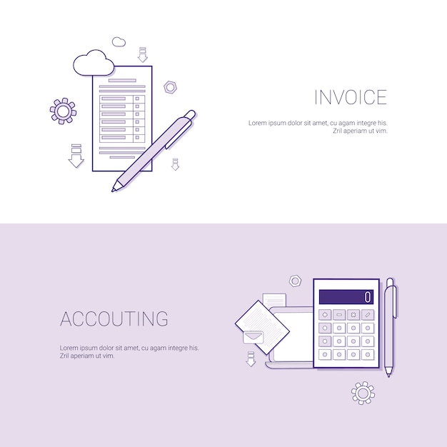 Fatura e contabilidade modelo financeiro web banner com cópia espaço Vetor Premium