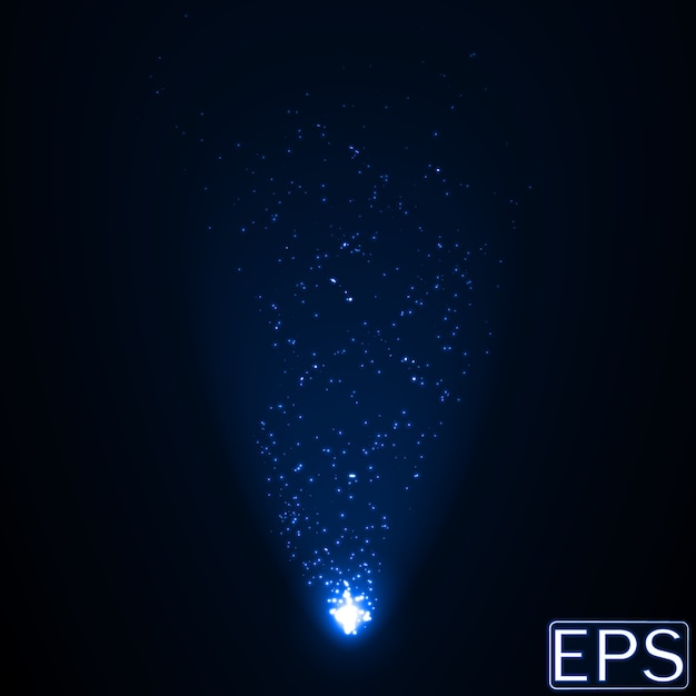 Feixe de energia com partículas. versão azul. Vetor Premium