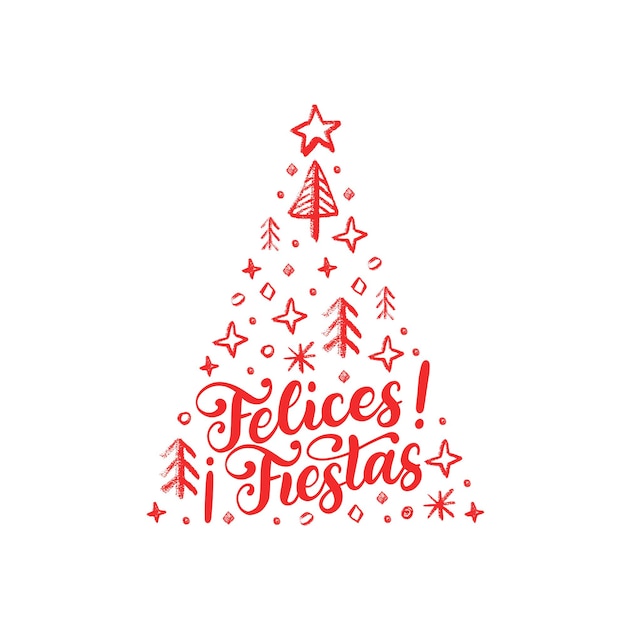 Felices Fiestas Frase Manuscrita Traduzida Do Espanhol Boas Festas Ilustra O Vetorial De