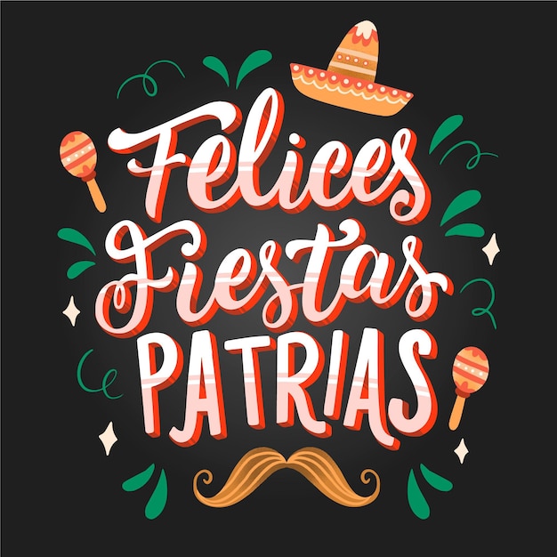Felices Fiestas Patrias Letras Vetor Grátis
