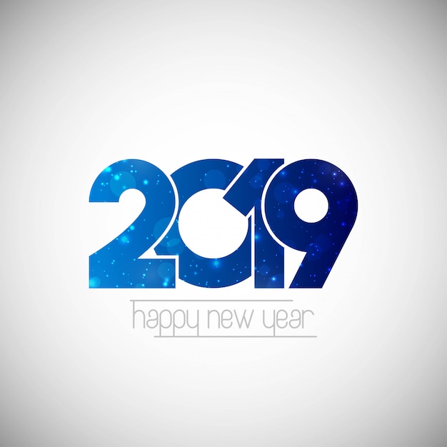 Feliz ano novo 2019 design com fundo branco Vetor grátis