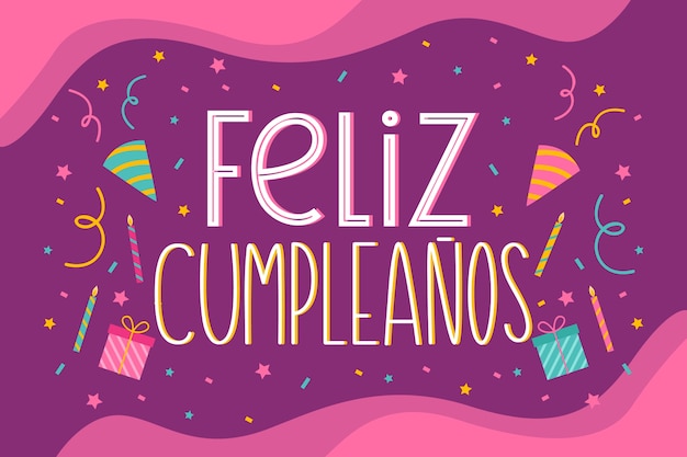 Feliz cumpleaños lettering design | Vetor Grátis