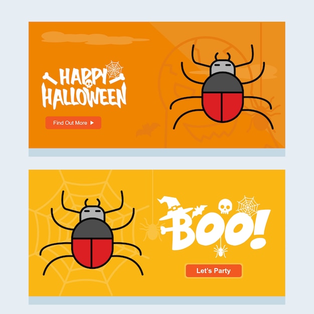 Feliz dia das bruxas convite design com vetor de aranha Vetor grátis