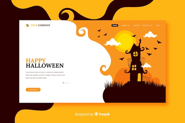 Feliz dia das bruxas landing page em design plano Vetor grátis