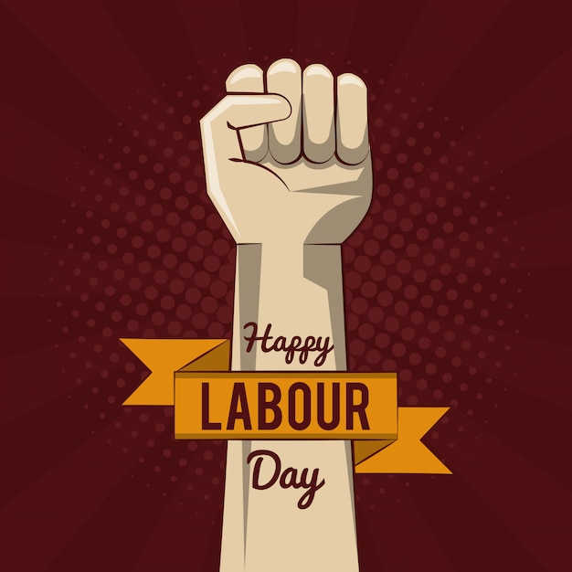 Feliz dia do trabalho cartão Vetor Premium