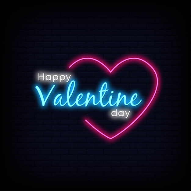 Feliz dia dos namorados dia neon Vetor Premium