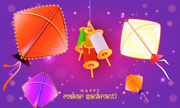 Feliz makar sankranti banner design Vetor Premium