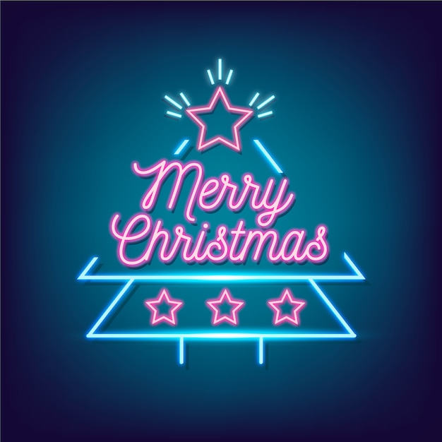Feliz natal conceito com design de néon Vetor grátis