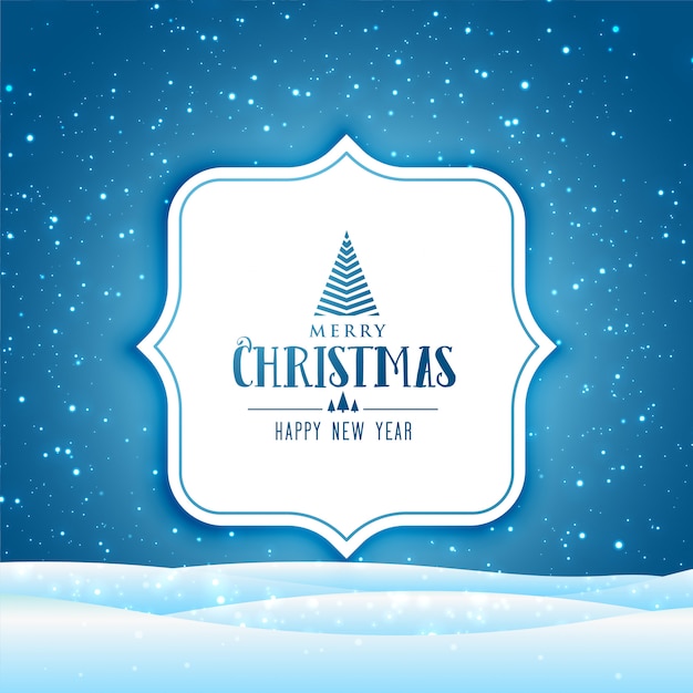 Feliz natal e feliz ano novo cartão com cena de inverno com queda de neve Vetor grátis