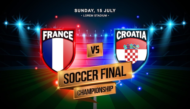 Final de futebol entre a frança e a croácia Vetor Premium