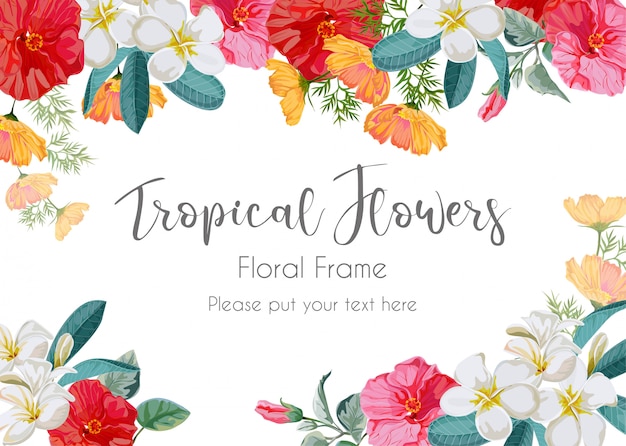 Flor tropical, quadro, ilustração Vetor Premium