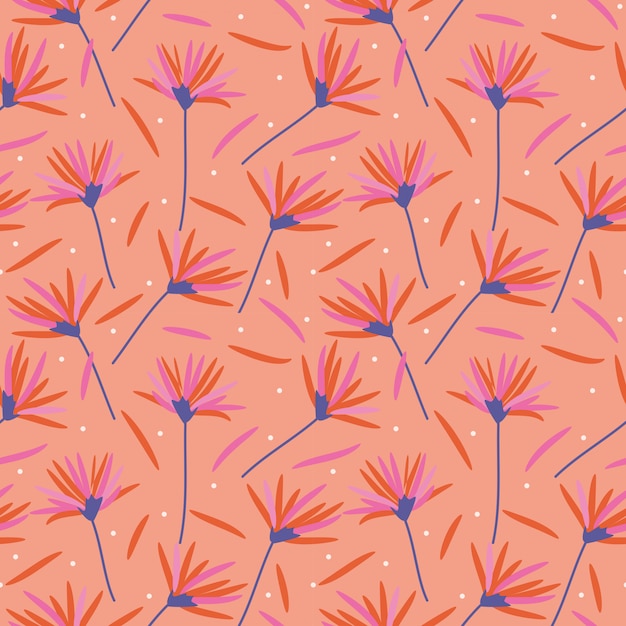 Flores bonitas no teste padrão sem emenda das cores corais. Vetor Premium