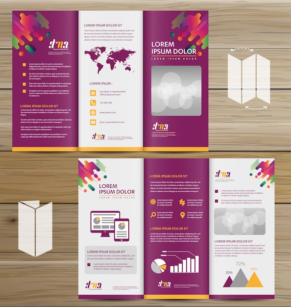 Flyer tri fold brochure folheto vector conjunto de design Vetor Premium