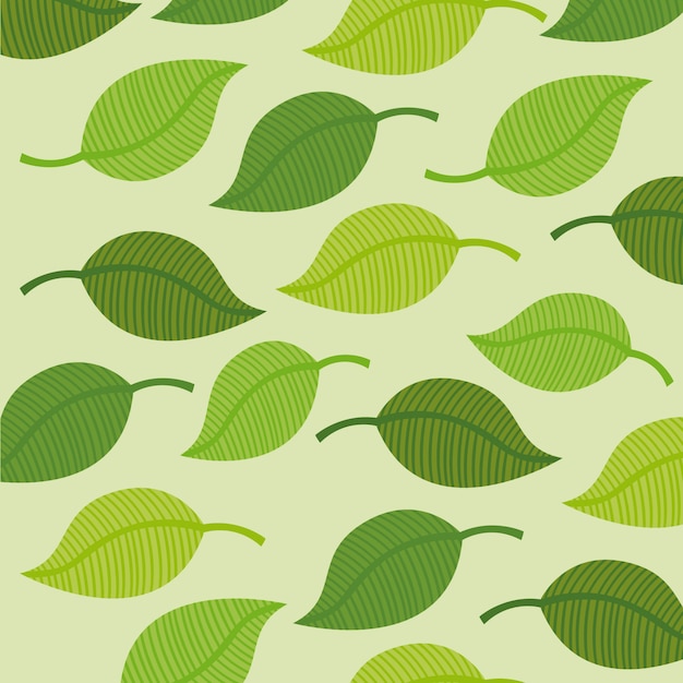 Folhas Verdes Bonitos Sobre Ilustração Vetorial De Fundo Verde Vetor