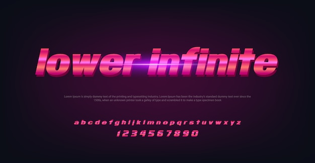 Fonte de espaço de tecnologia abstrata e alfabeto com letra infinita inferior Vetor Premium