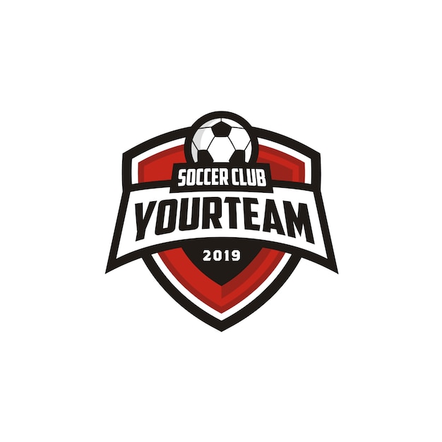 Football soccer club emblem emblema design de logotipos Vetor Premium