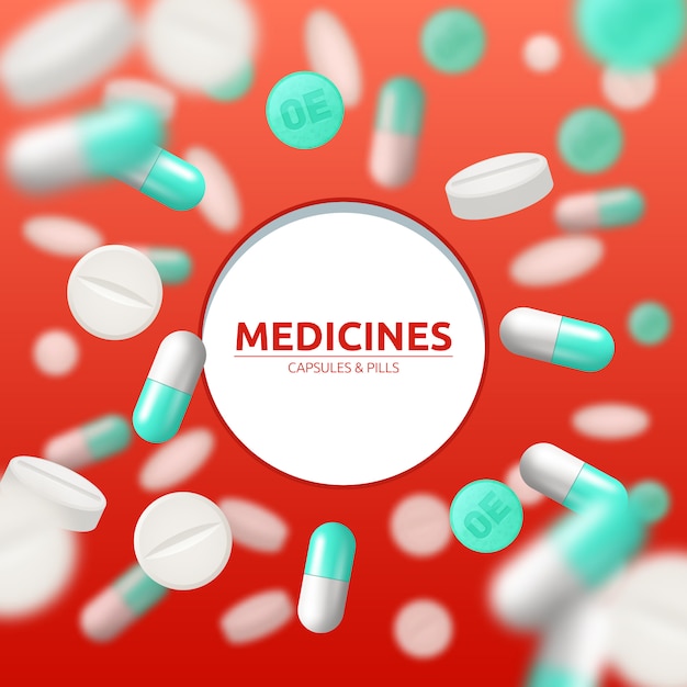 Formação médica com comprimidos e cápsulas brancas e verdes Vetor grátis