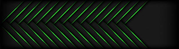 Formas de geometria 3d modernas escuras com fundo de linhas verdes Vetor Premium