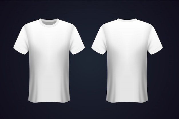 Frente e verso mockup branco t-shirt | Vetor Premium