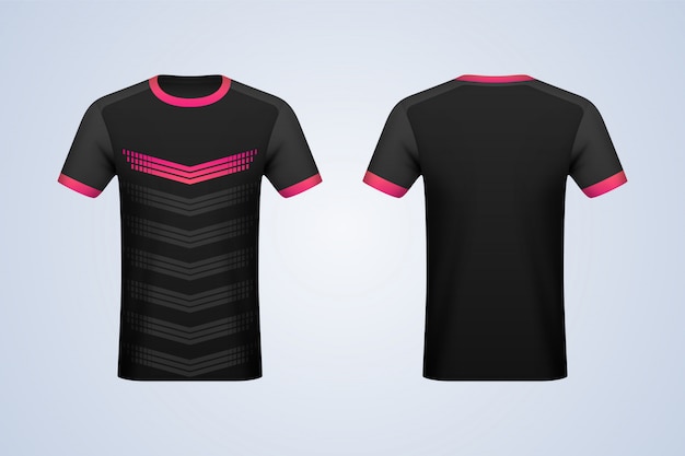 Download Frente e verso preto com tiras jersey mockup | Vetor Premium