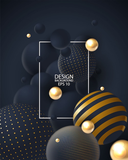 Fundo abstrato com o agrupamento das esferas 3d. Vetor Premium