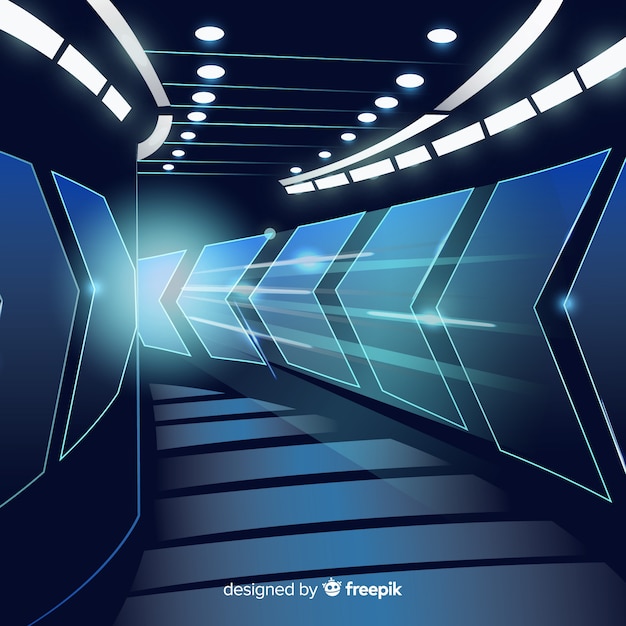Fundo abstrato com túnel de luz tecnológica Vetor grátis