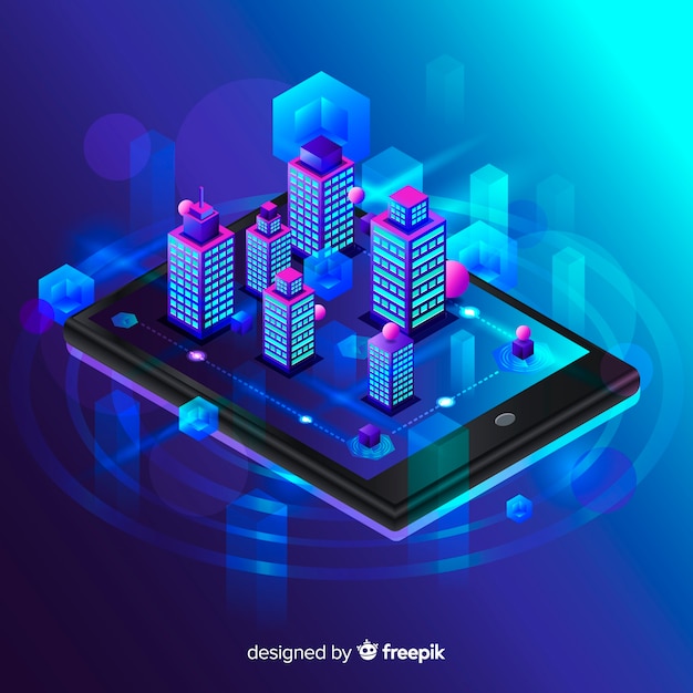 Fundo abstrato de tecnologia isométrica Vetor grátis