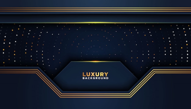 Fundo abstrato escuro com camadas de sobreposição. conceito de design de luxo. decoração de elemento de pontos de brilhos dourados. conceito de design de luxo. Vetor Premium