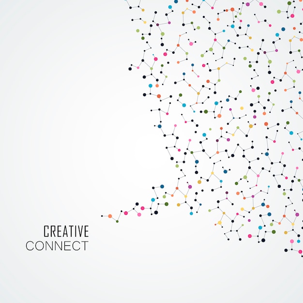 Fundo colorido com pontos de conexão e linhas Vetor Premium