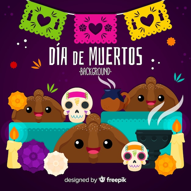 Fundo colorido de dia de mortos Vetor grátis