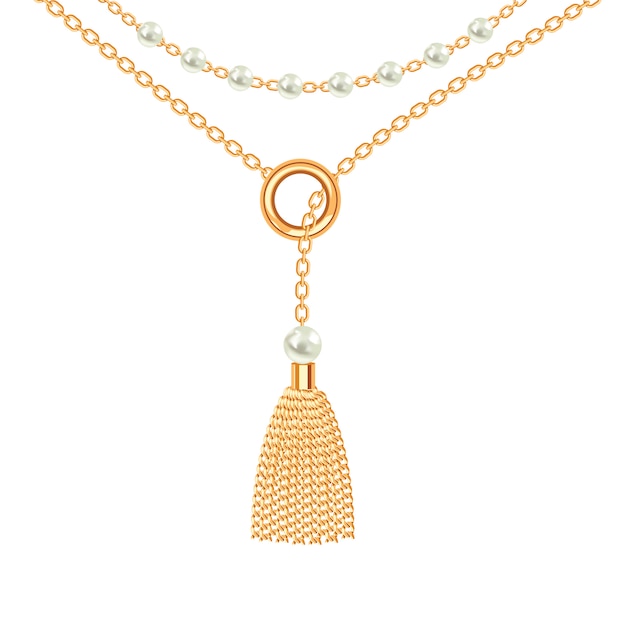 Fundo com colar metálico dourado. Vetor Premium