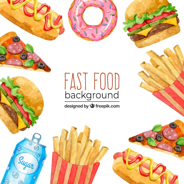 Fundo, com, rapidamente, alimento Vetor grátis