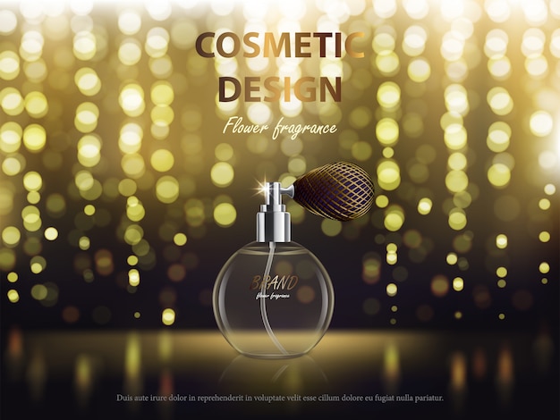 Fundo cosmético com garrafa redonda com fragrância Vetor grátis
