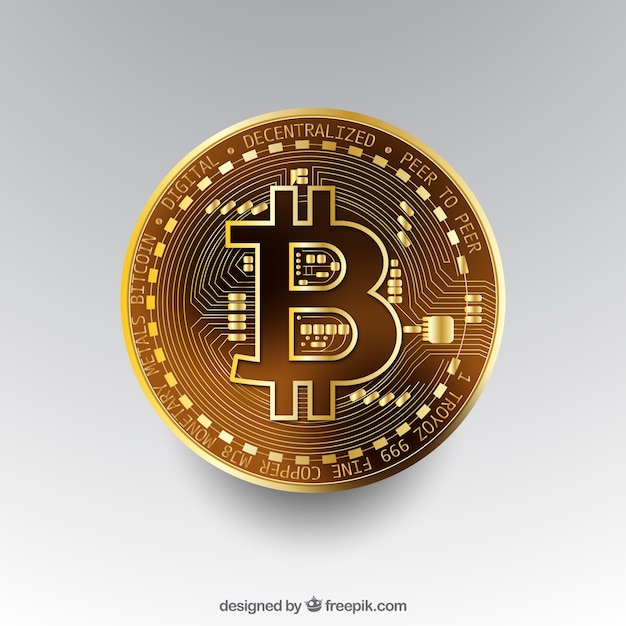 Fundo de bitcoin com moedas de ouro Vetor grátis