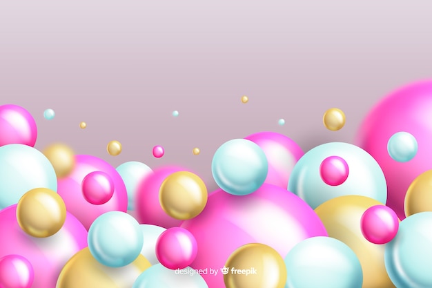 Fundo de bolas rosa fluindo realista com copyspace Vetor grátis