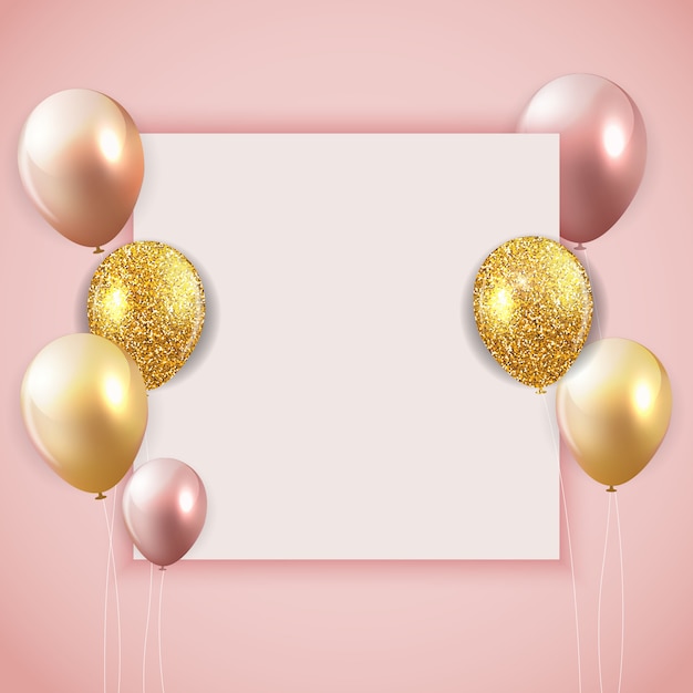 Fundo De Cartão Em Branco Com Balões Para Desejos De Aniversário