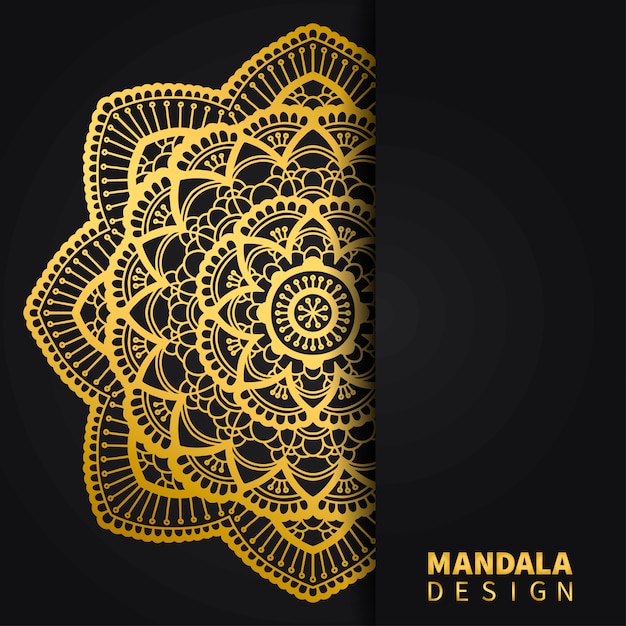 Fundo de desenho de mandala dourada ornamento redondo étnico motivo