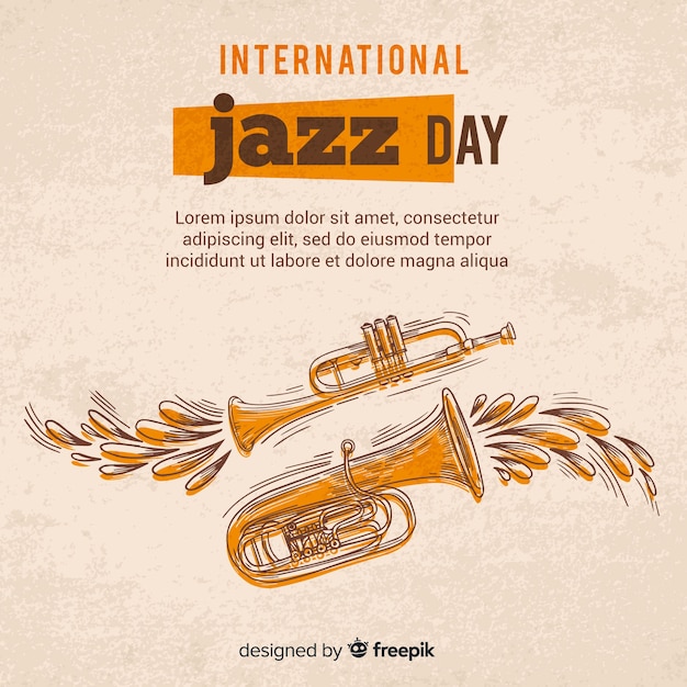 Fundo de dia internacional jazz mão desenhada Vetor grátis