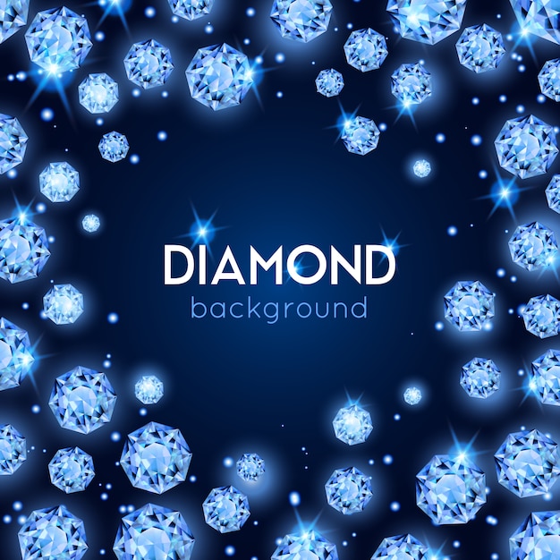 Fundo de diamante de gema cor azul claro com placer de diamantes em um círculo Vetor grátis