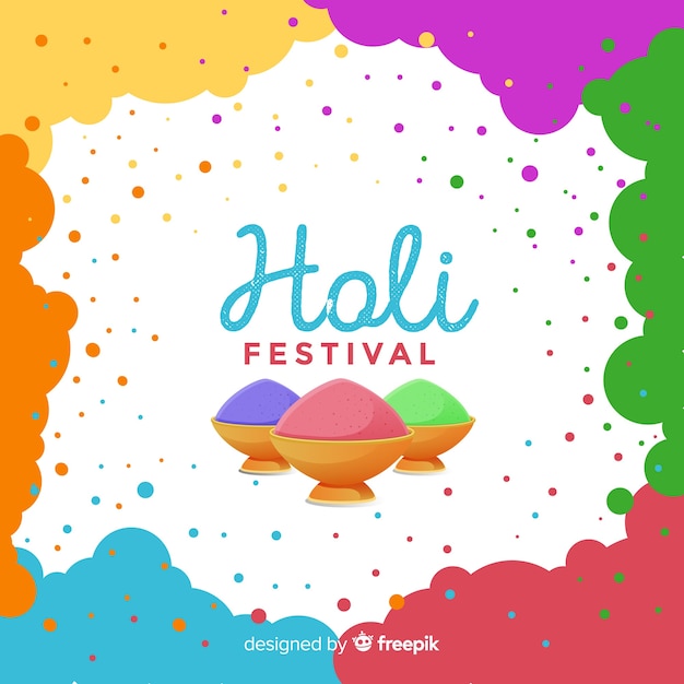 Fundo De Festival Plana Holi Vetor Gr Tis