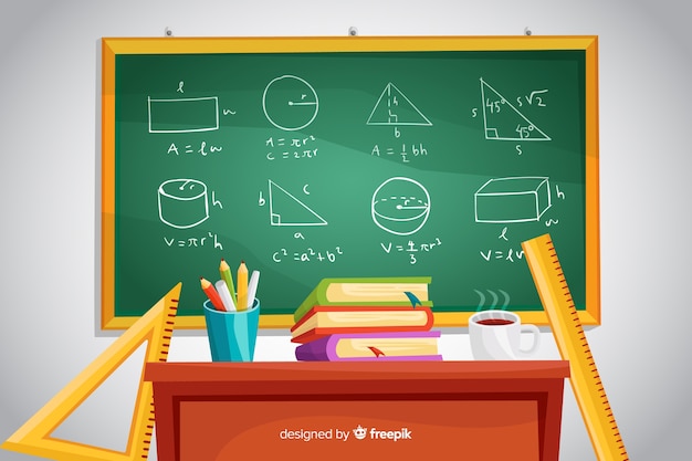 Fundo de matemática dos desenhos animados com lousa Vetor grátis
