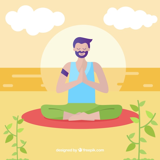 Fundo de meditação mindfulness de homem | Vetor Grátis