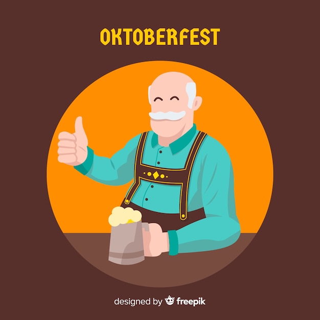 Fundo de oktoberfest com homem feliz Vetor grátis