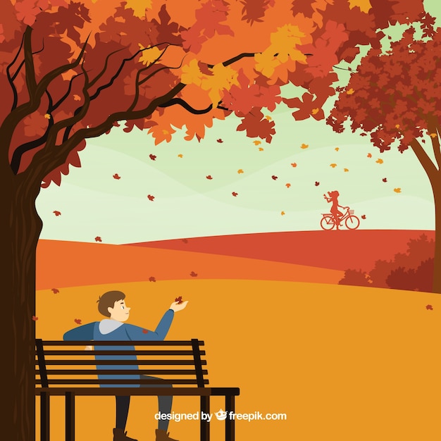 Fundo de outono com a pessoa no parque Vetor grátis